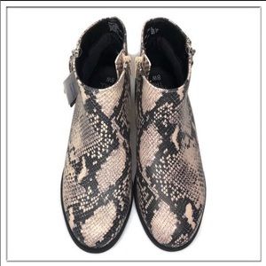 Time & Tru. Snakeskin side zip ankle booties